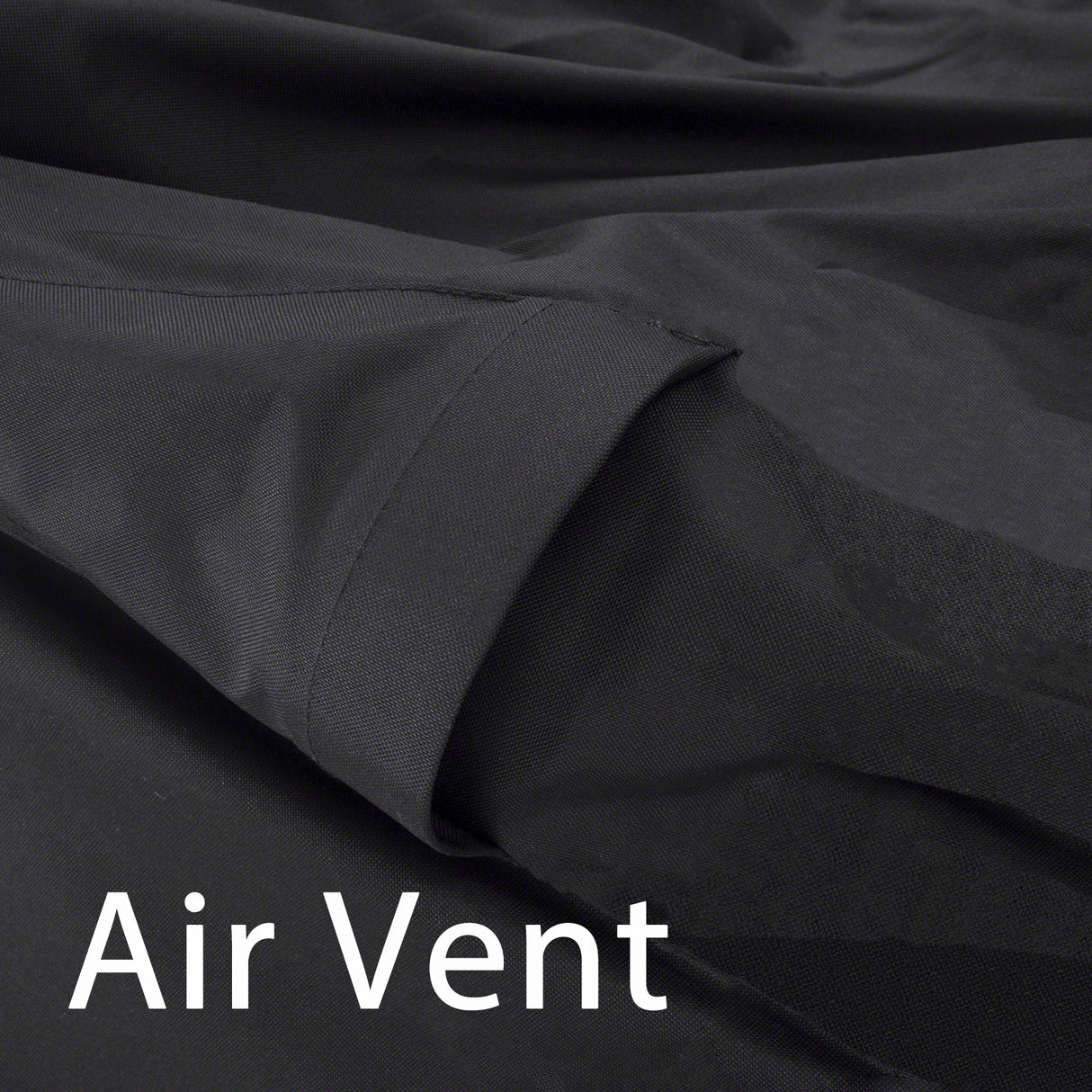 Detailed view of black air vent made with ProtekX Plus fabric to help reduce moisture buildup and provide security during windy conditions.