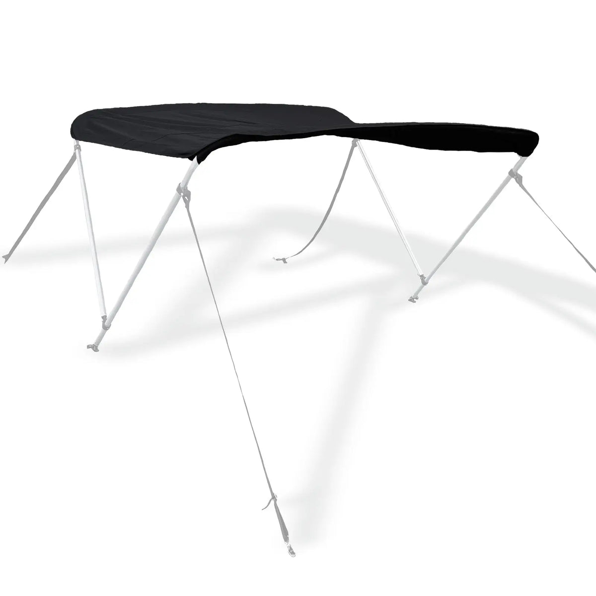 Black bimini top replacement canvas shown fitted on a bimini frame for display purposes only. Frame not included.