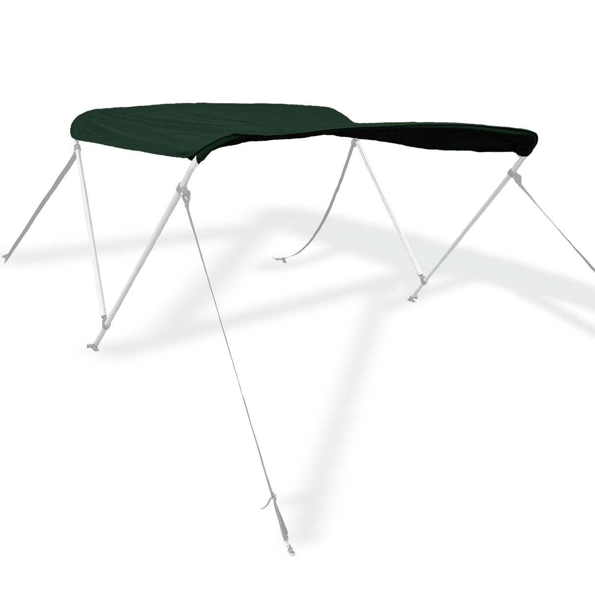 Green bimini top replacement canvas shown fitted on a bimini frame for display purposes only. Frame not included.