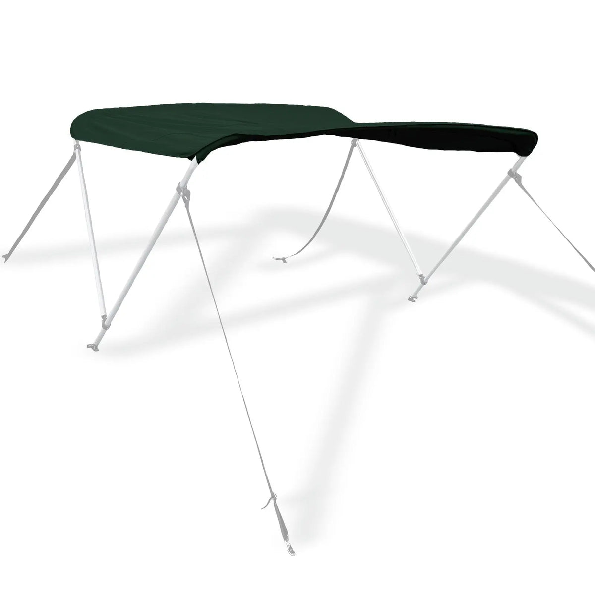 Green bimini top replacement canvas shown fitted on a bimini frame for display purposes only. Frame not included.