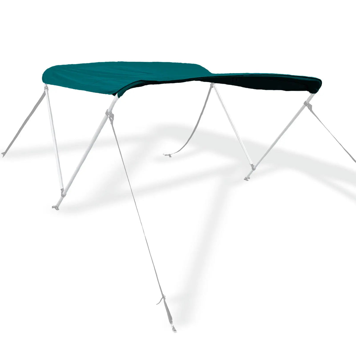 Teal bimini top replacement canvas shown fitted on a bimini frame for display purposes only. Frame not included.