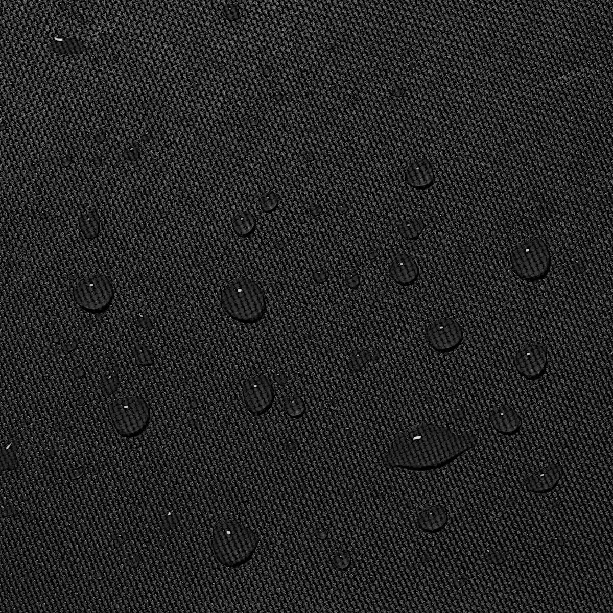 Water beads on black waterproof 600D polyester sailboat boom cover fabric