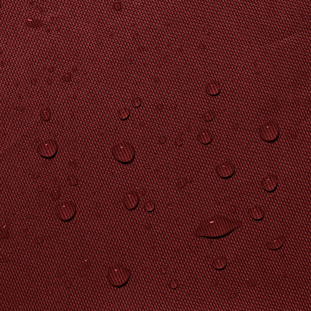 Water beads on burgundy waterproof 600D polyester sailboat boom cover fabric