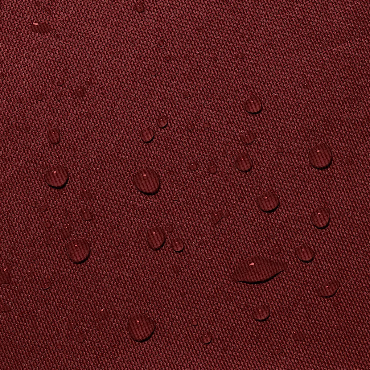 Water beads on burgundy waterproof 600D polyester sailboat boom cover fabric