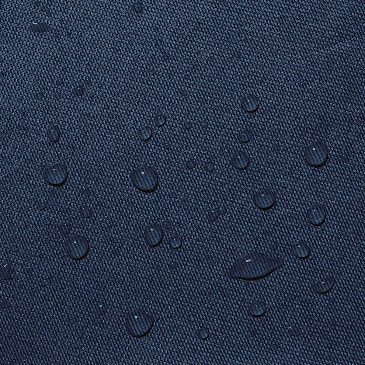Water beads on navy waterproof 600D polyester sailboat boom cover fabric