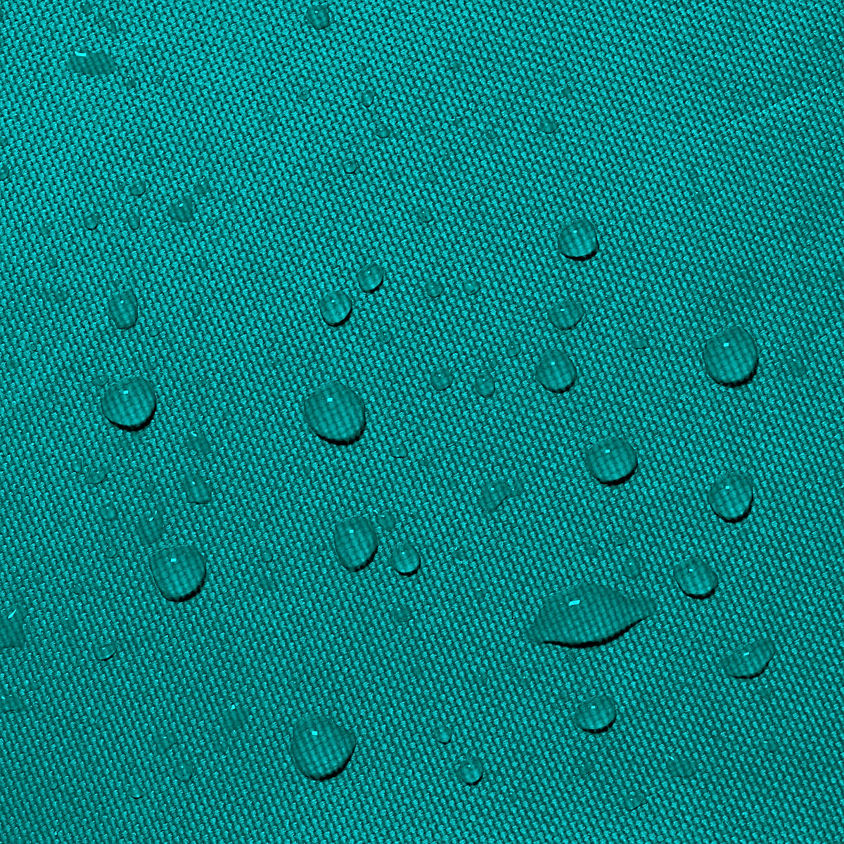 Water beads on teal waterproof 600D polyester sailboat boom cover fabric