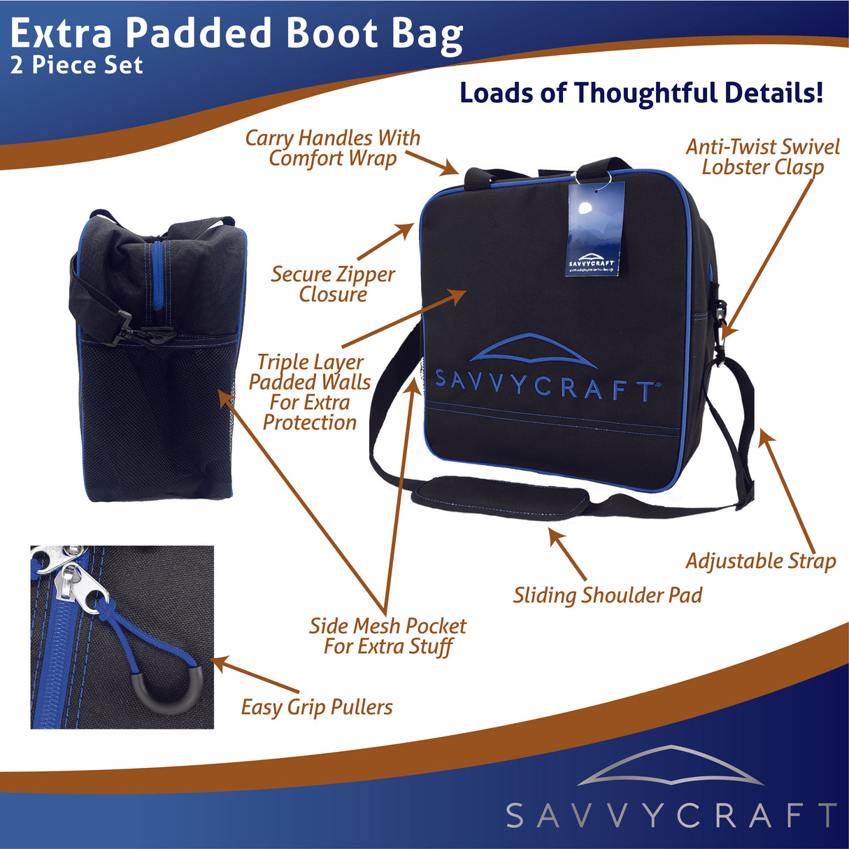 SavvyCraft® Padded Ski bag and Boot Bag Combo