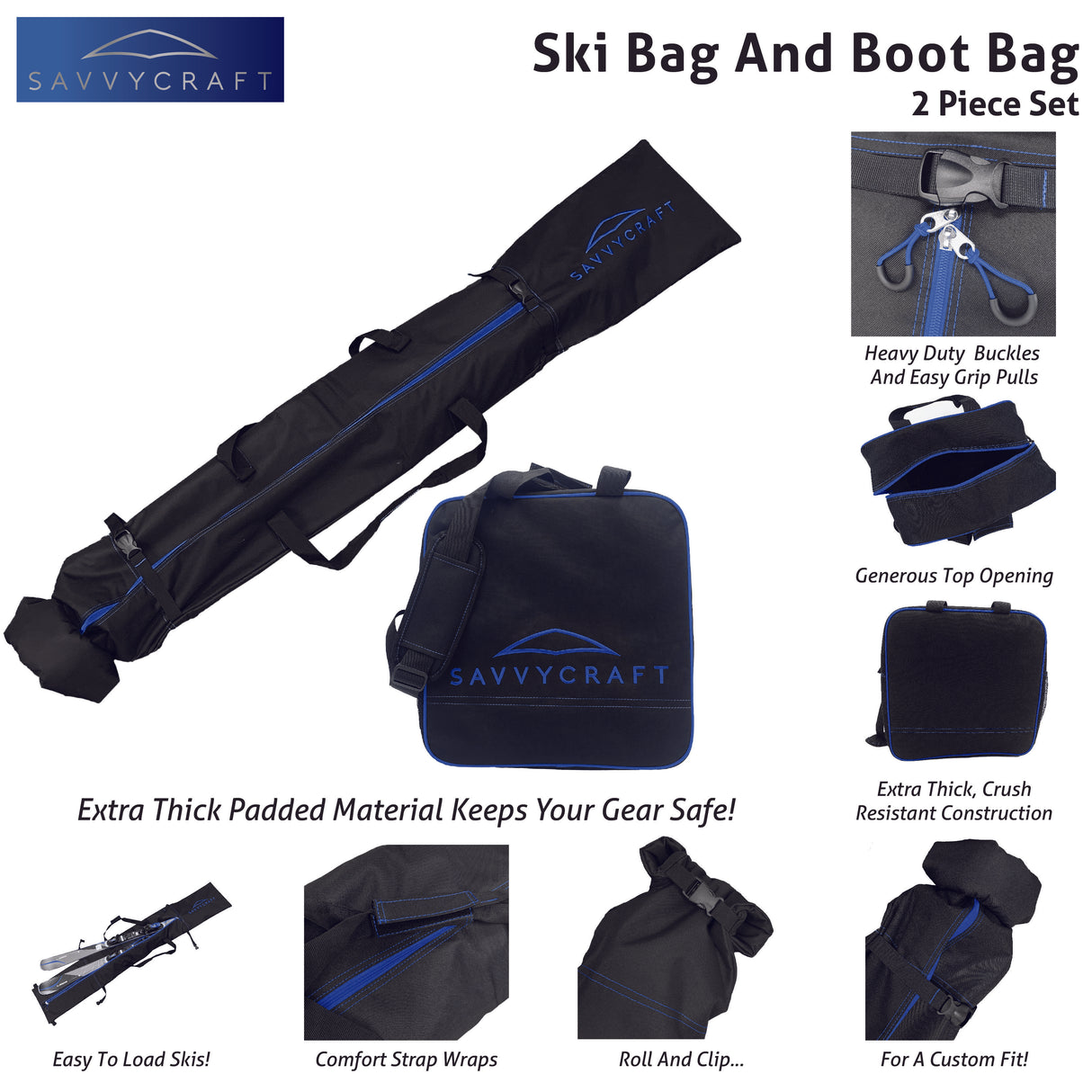 SavvyCraft® Padded Ski bag and Boot Bag Combo