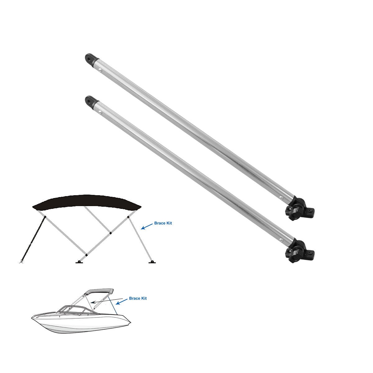 SavvyCraft® Bimini Top Rear Support Poles