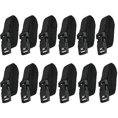 SavvyCraft Universal Boat Cover Tie-Down Straps Kit 12-pack with black webbing and quick-release buckles