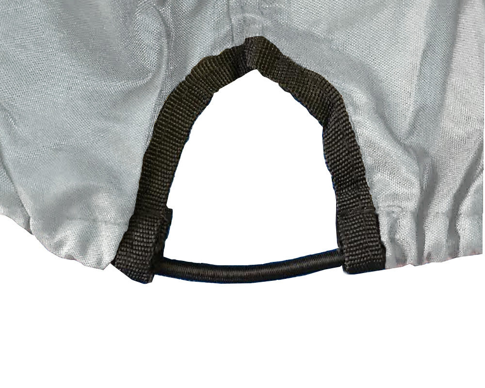 Silver color EliteShield ArgentShield Jet Ski Covers with front opening for trailer hitch.