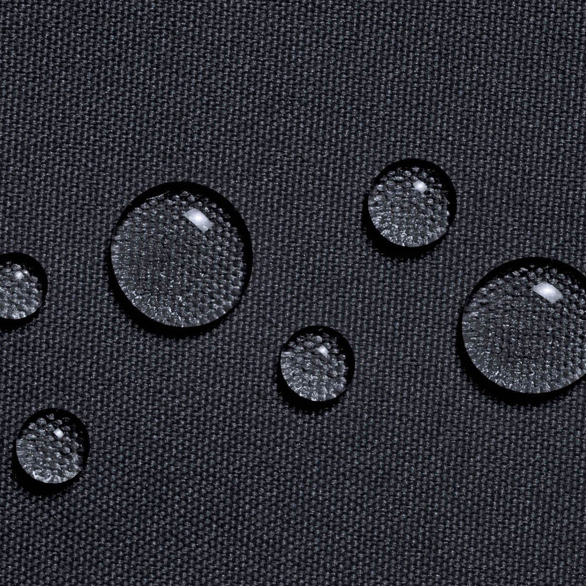 Close up of high-density, heavy duty, durable polyester with waterproof coating and fade and tear resistance.