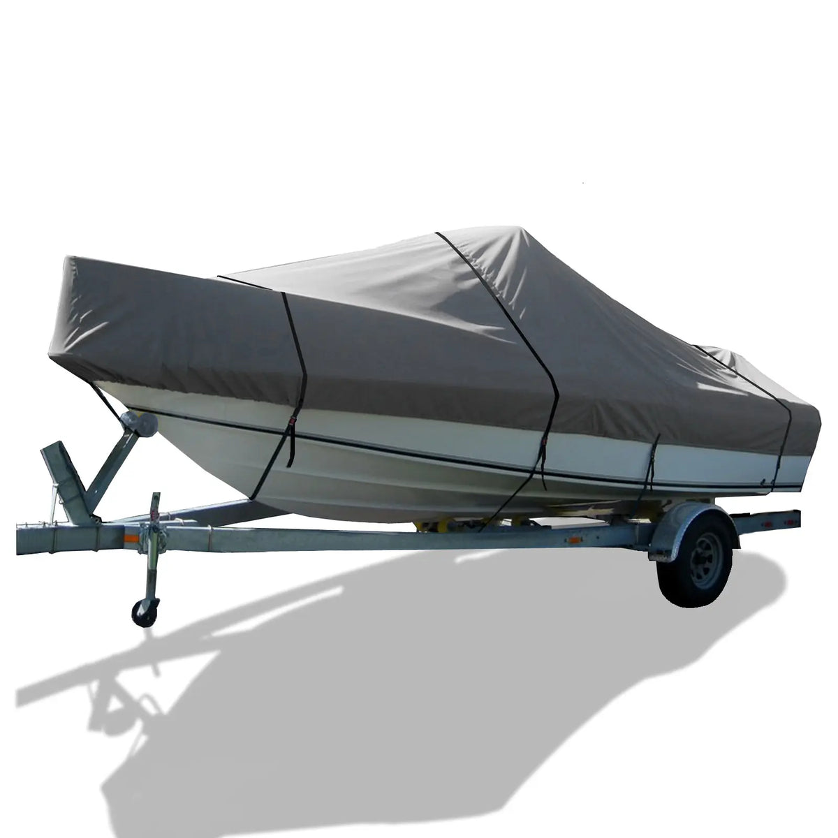SavvyCraft® Trailerable Center Console Boat Cover Whaler Style Fishing Skiff Boats, Tri-Hull Flat Front Center Console Boats, Compartible for Boston Whaler, Carolina Skiff, Mako Pro Skiff SAVVYCRAFT