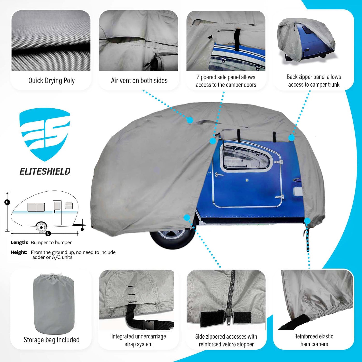Elite Premium Teardrop Trailer Camper Covers