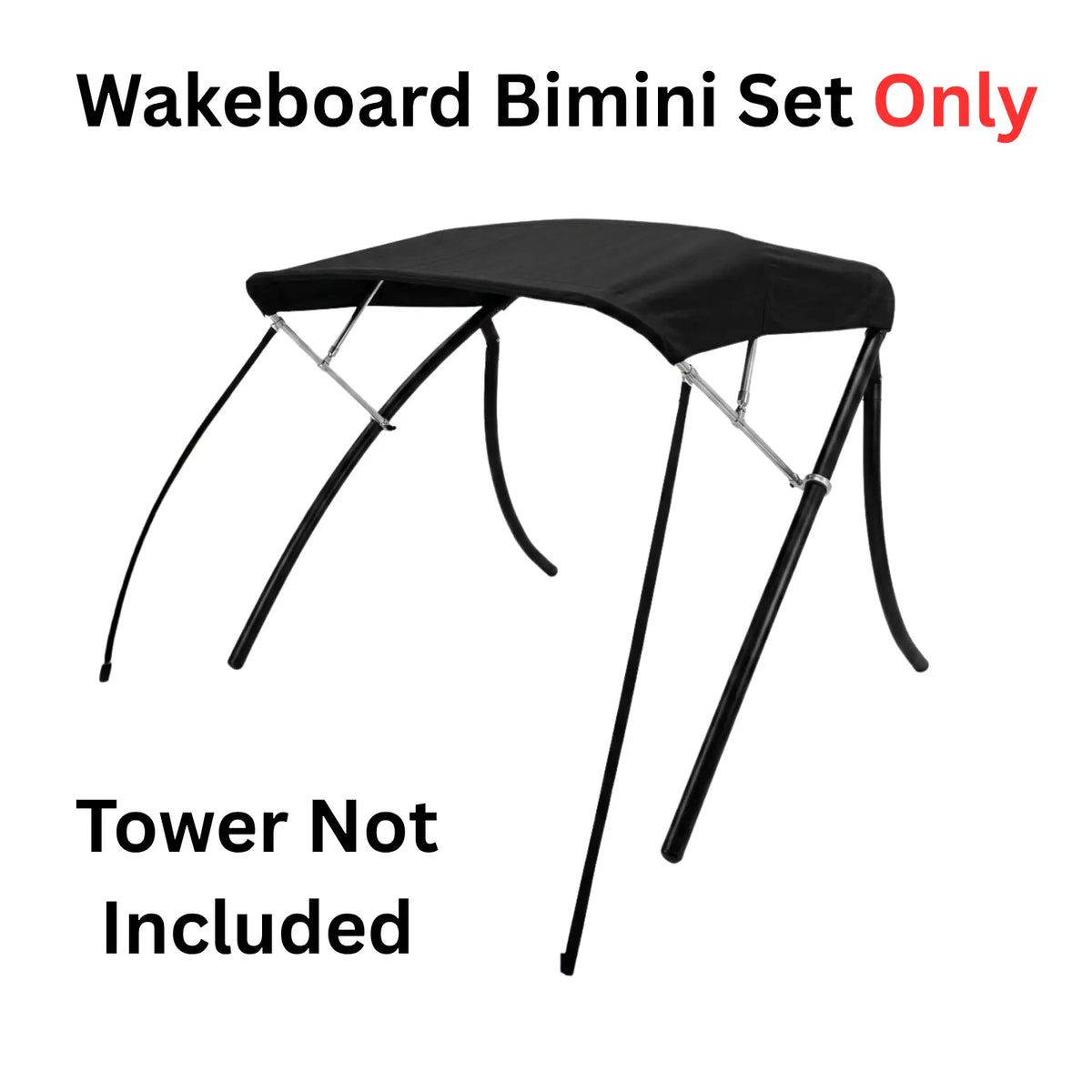 Heavy Duty Wakeboard Bimini Set Front Mounted 600D Polyester Shade - Aluminum Metal Frames SAVVYCRAFT