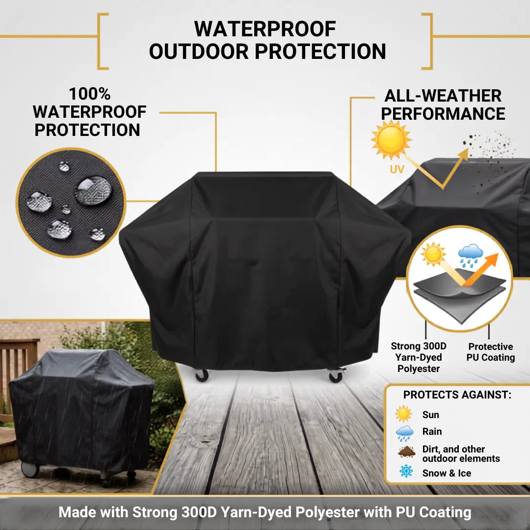 Savvycraft Premium HD Polyester Grill BBQ Covers 6 Sizes Black SAVVYCRAFT
