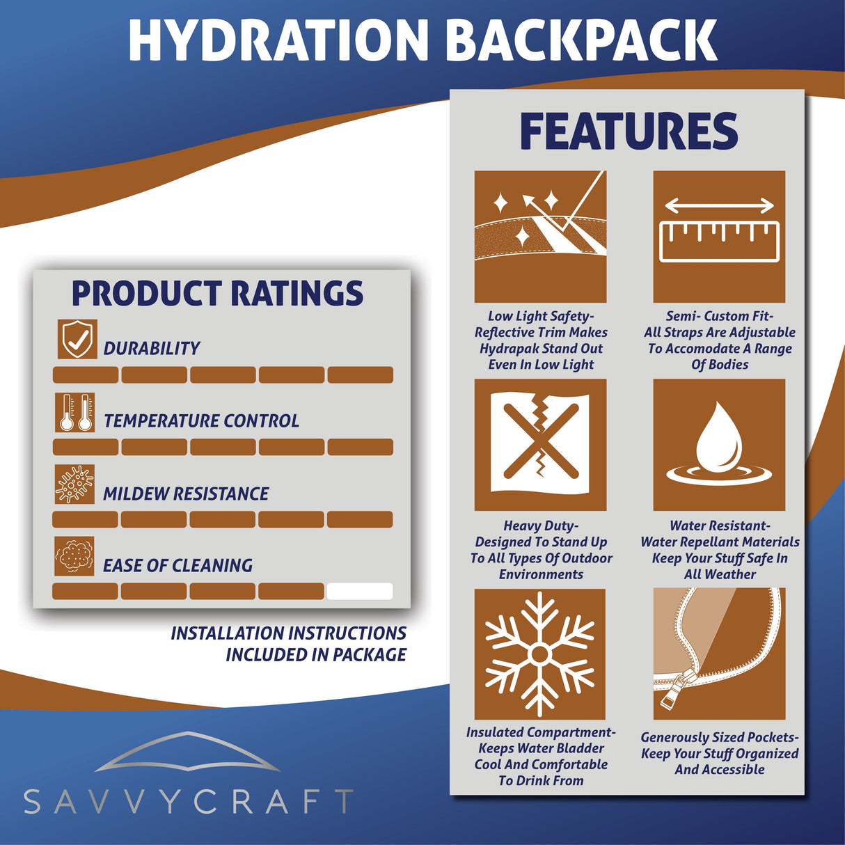 SavvyCraft® x EliteShield Hydration Backpack