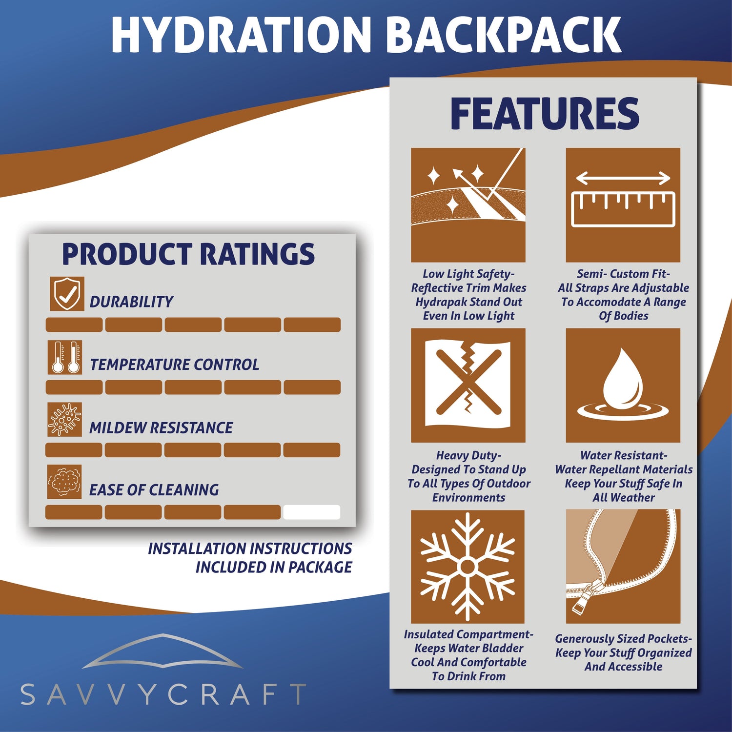 SavvyCraft® x EliteShield Hydration Backpack