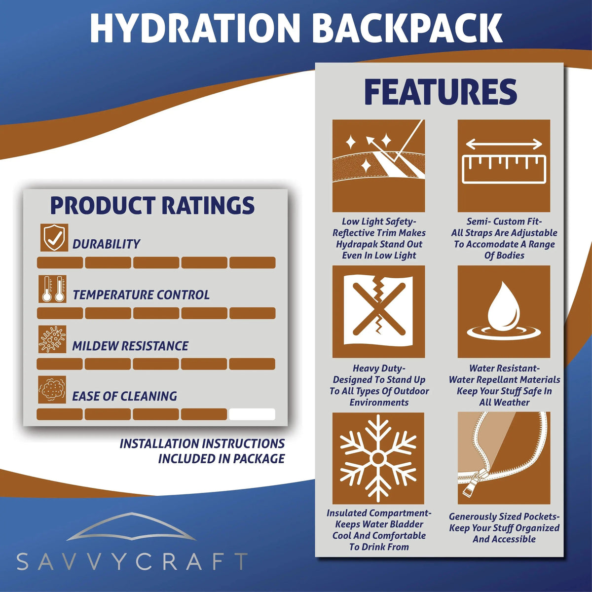 SavvyCraft® Hydration Backpack SAVVYCRAFT