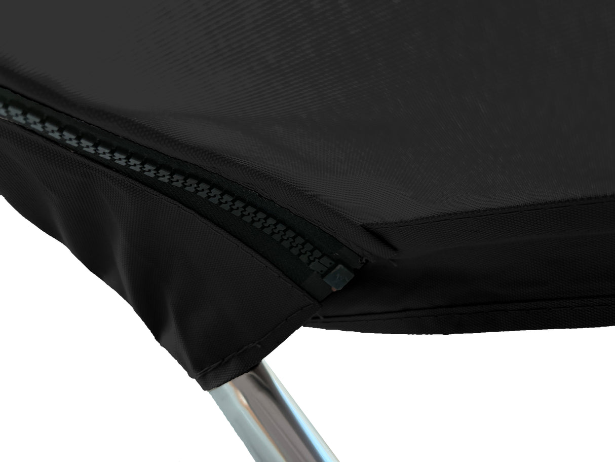 Bimini top canvas with zipper pocket for easy install and removal, made of durable marine polyester with bound hems.