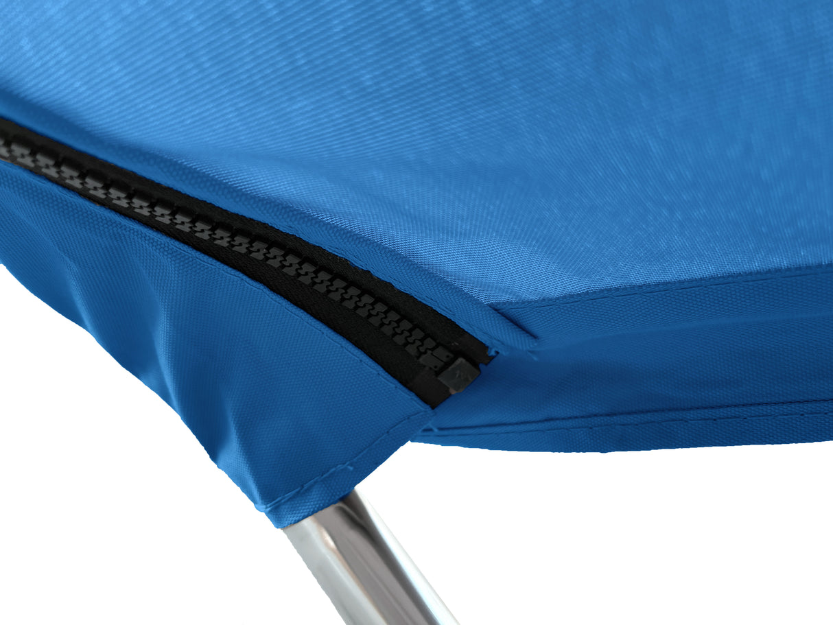 Bimini top canvas with zipper pocket for easy install and removal, made of durable marine polyester with bound hems.