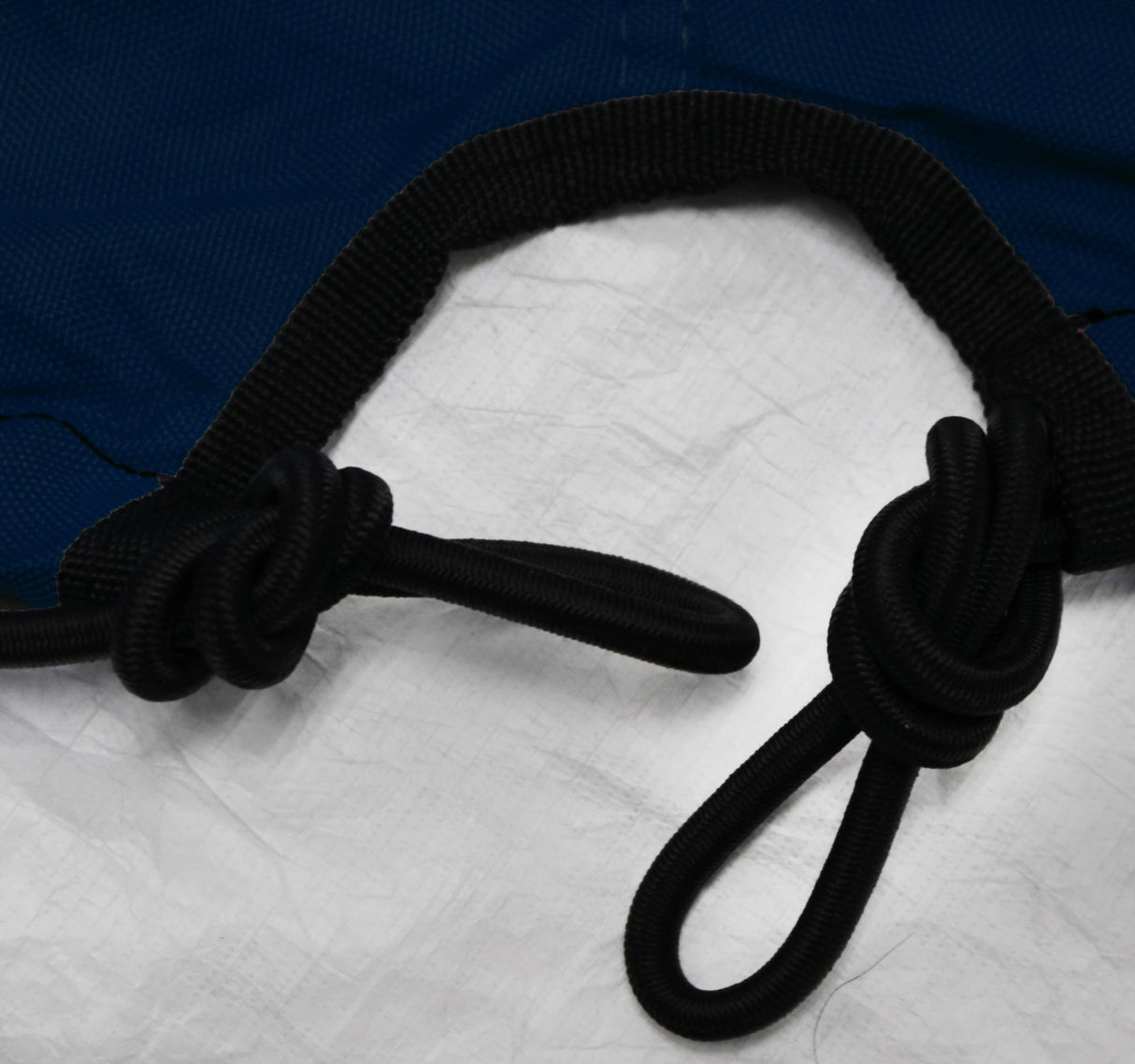 navy and gray two tone color jet ski cover with front opening for trailer hitch