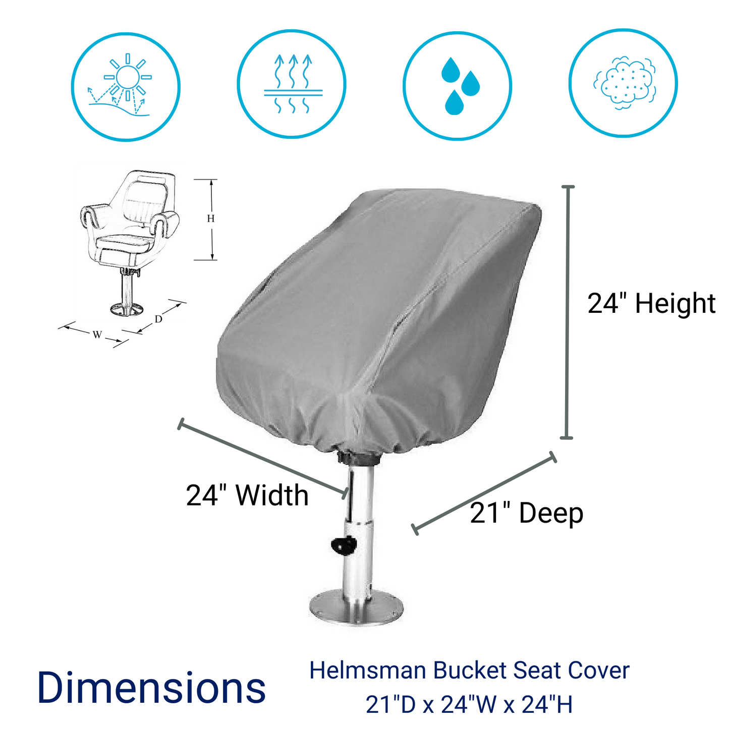 Savvycraft Waterproof Helmsman Bucket Seat Cover