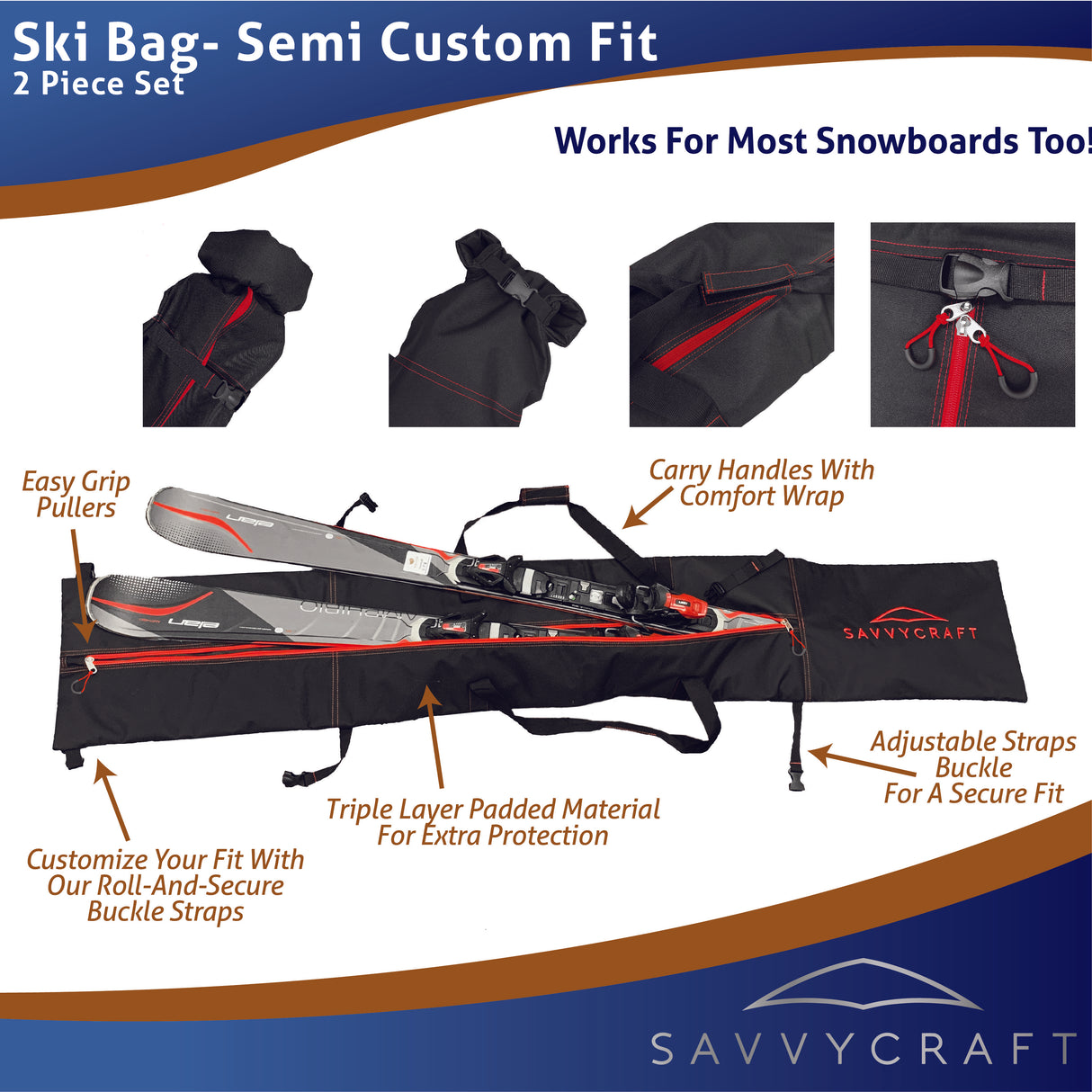 SavvyCraft® Padded Ski bag and Boot Bag Combo