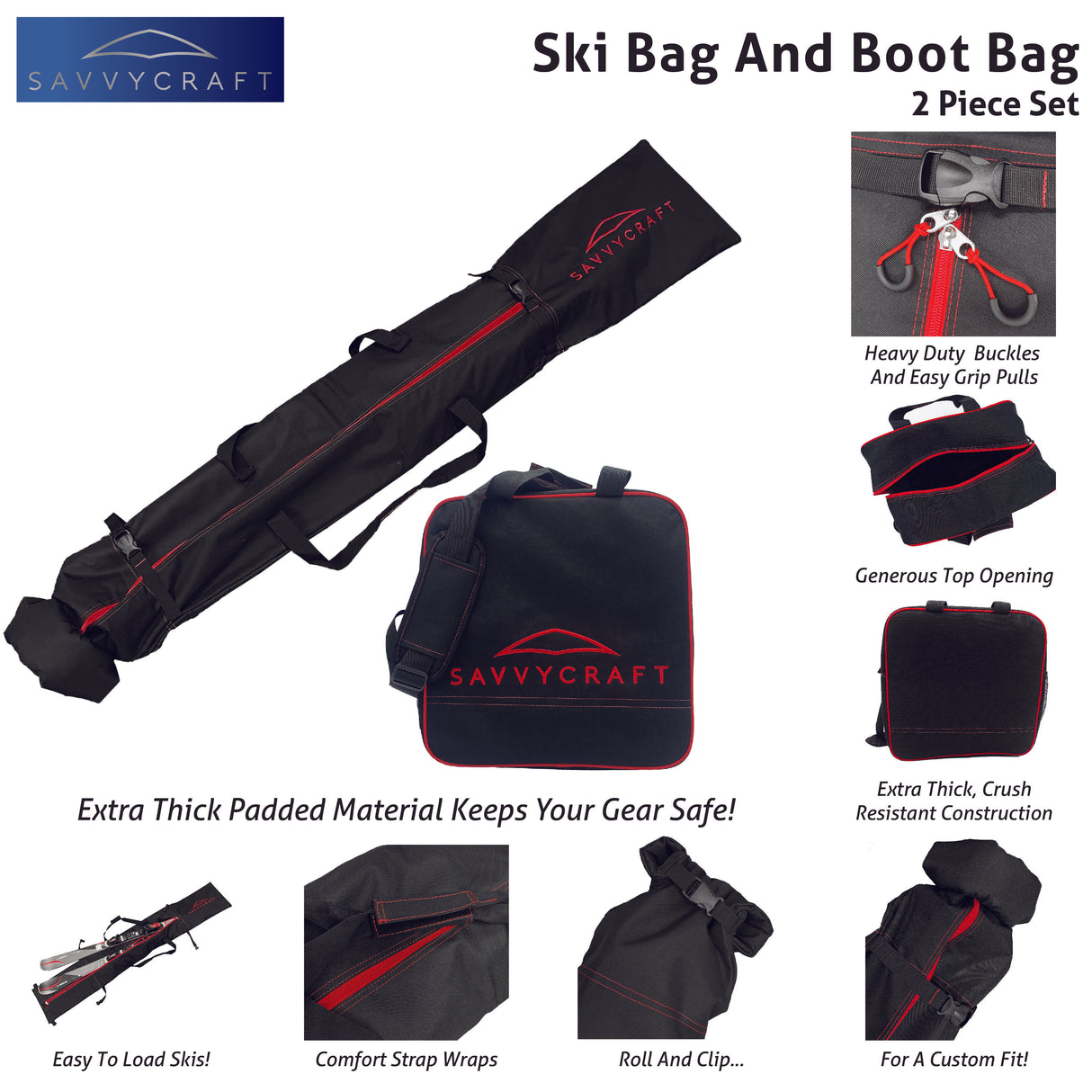 SavvyCraft® Padded Ski bag and Boot Bag Combo