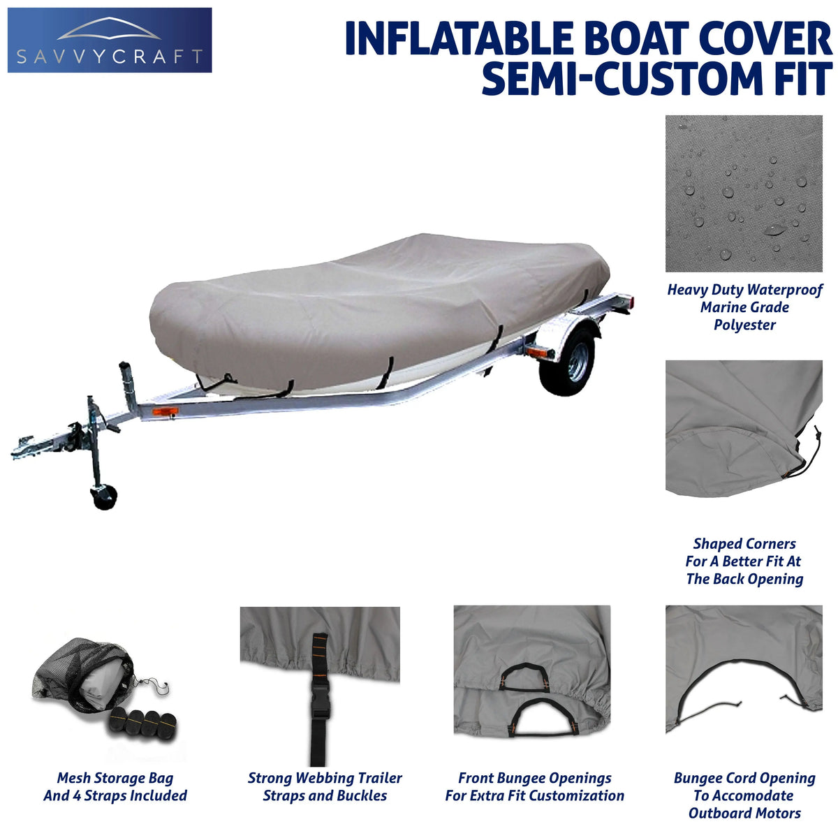SavvyCraft inflatable boat cover full package with storage bag