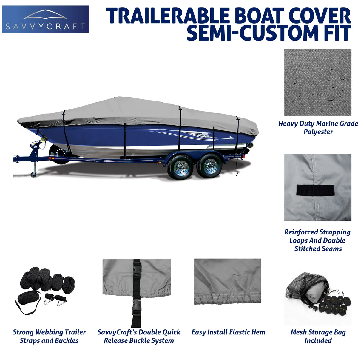SavvyCraft® Marineshield V-Hull Boat Covers SAVVYCRAFT