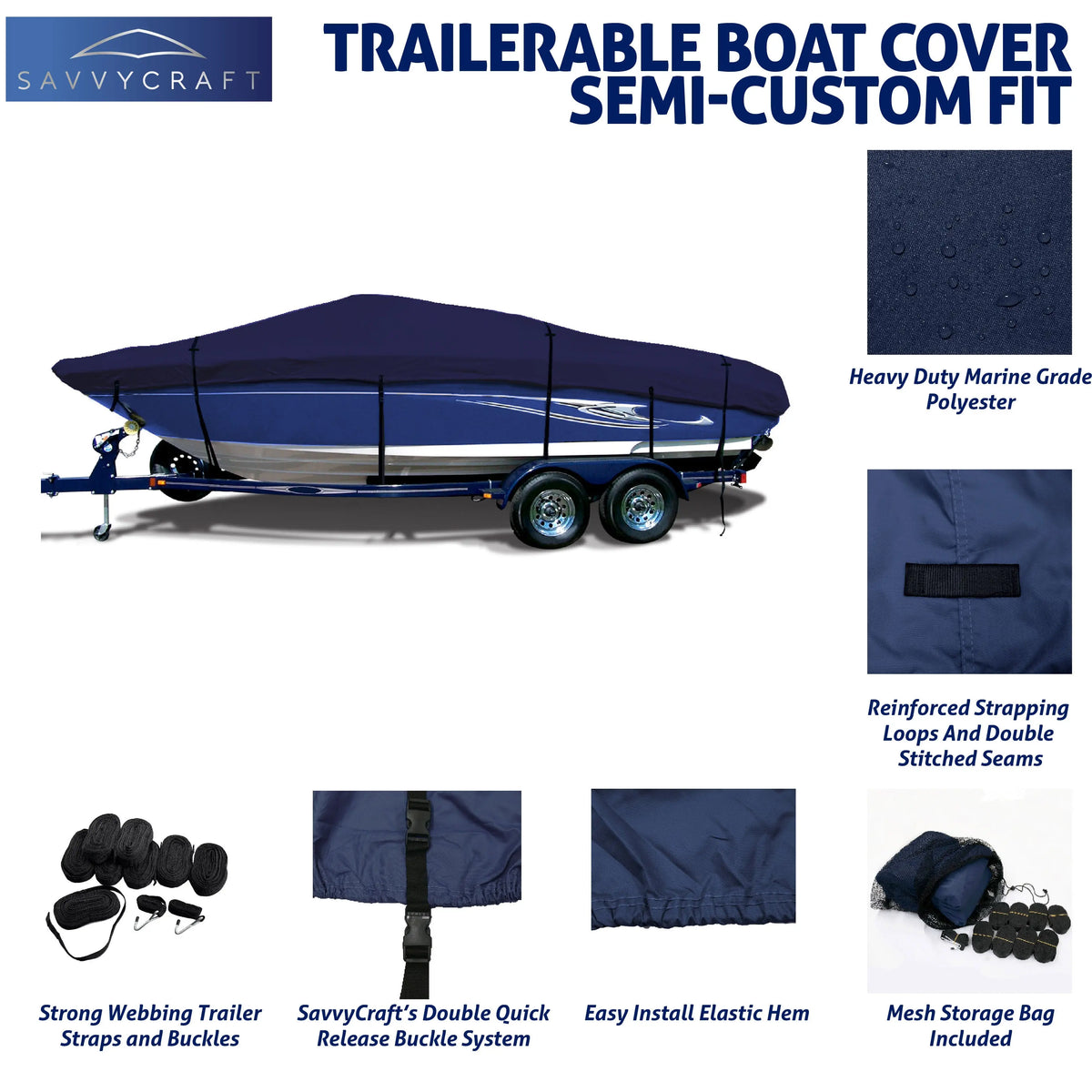 SavvyCraft® Marineshield V-Hull Boat Covers SAVVYCRAFT