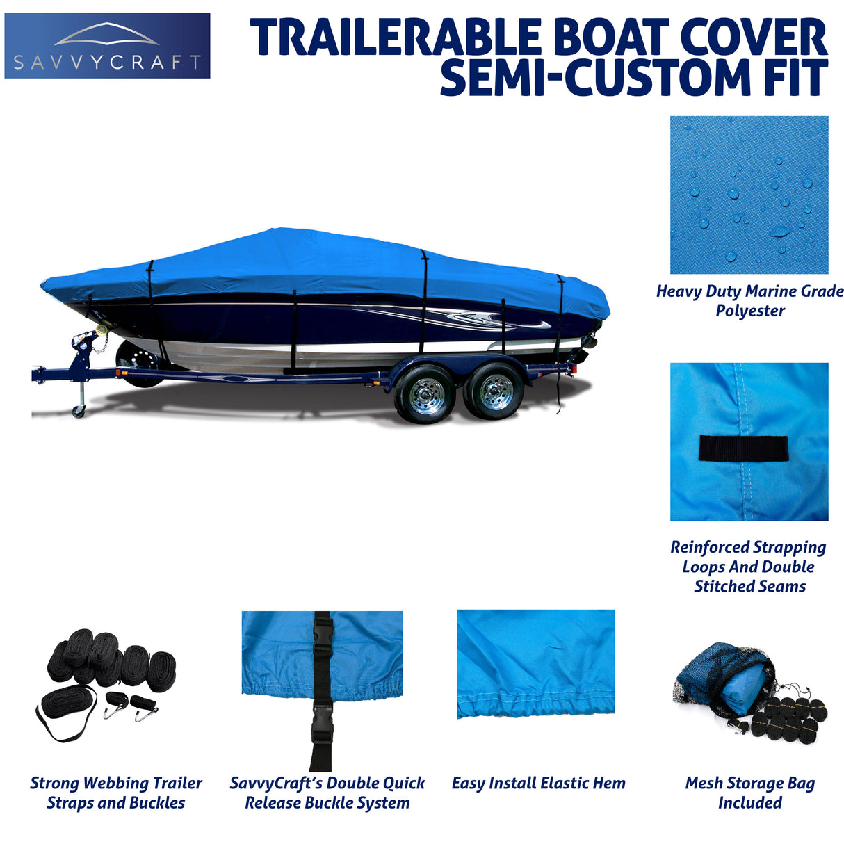 SavvyCraft® Elite ProShield V-Hull Boat Covers