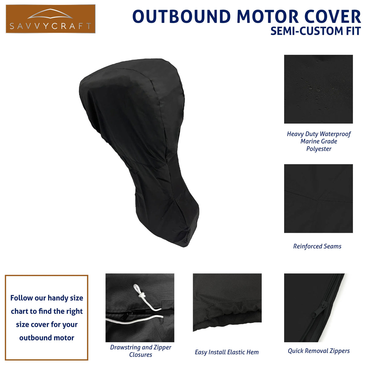 SavvyCraft® Boat Engine Full Outboard Motor Cover SAVVYCRAFT