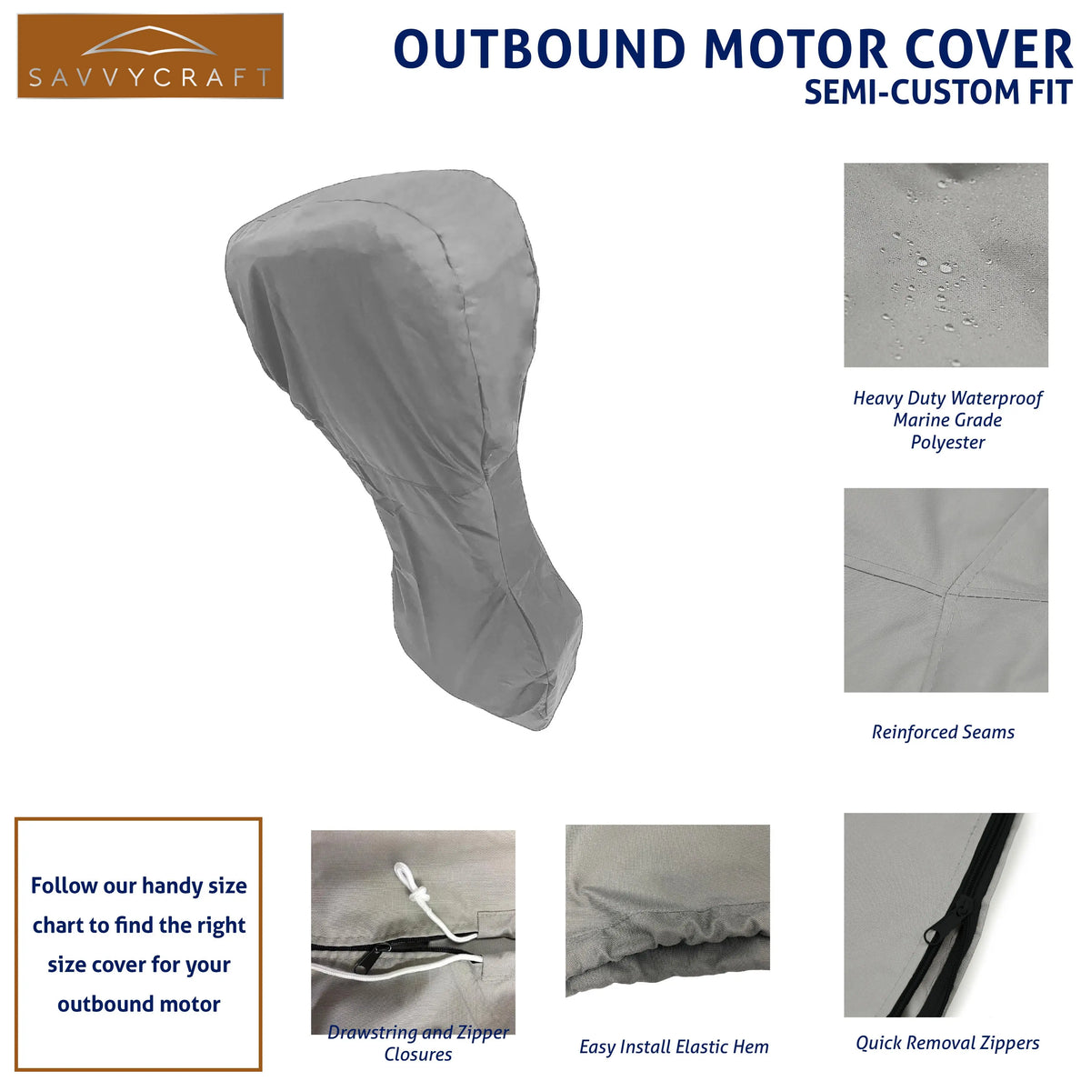SavvyCraft® Boat Engine Full Outboard Motor Cover SAVVYCRAFT