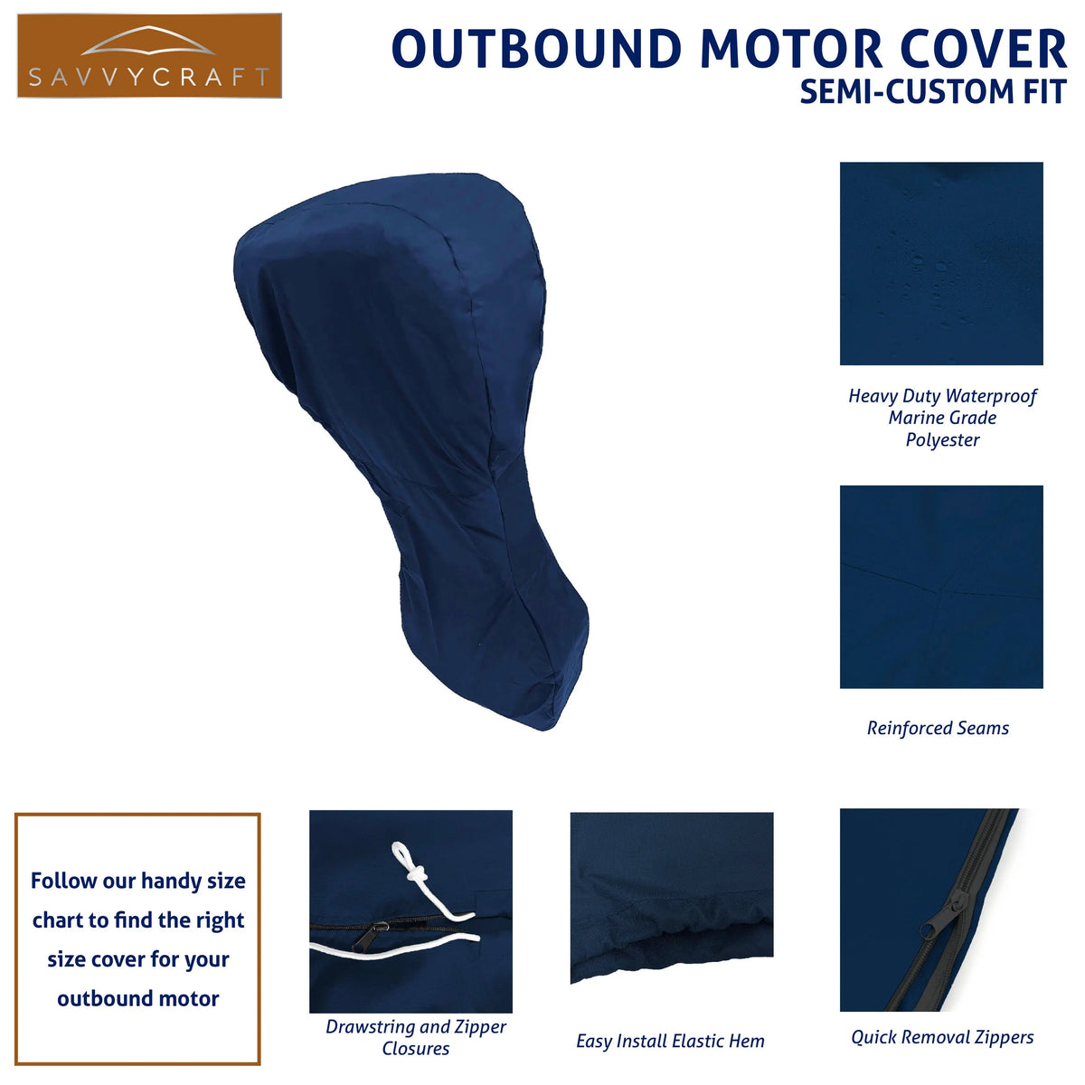 SavvyCraft® Boat Engine Full Outboard Motor Cover SAVVYCRAFT