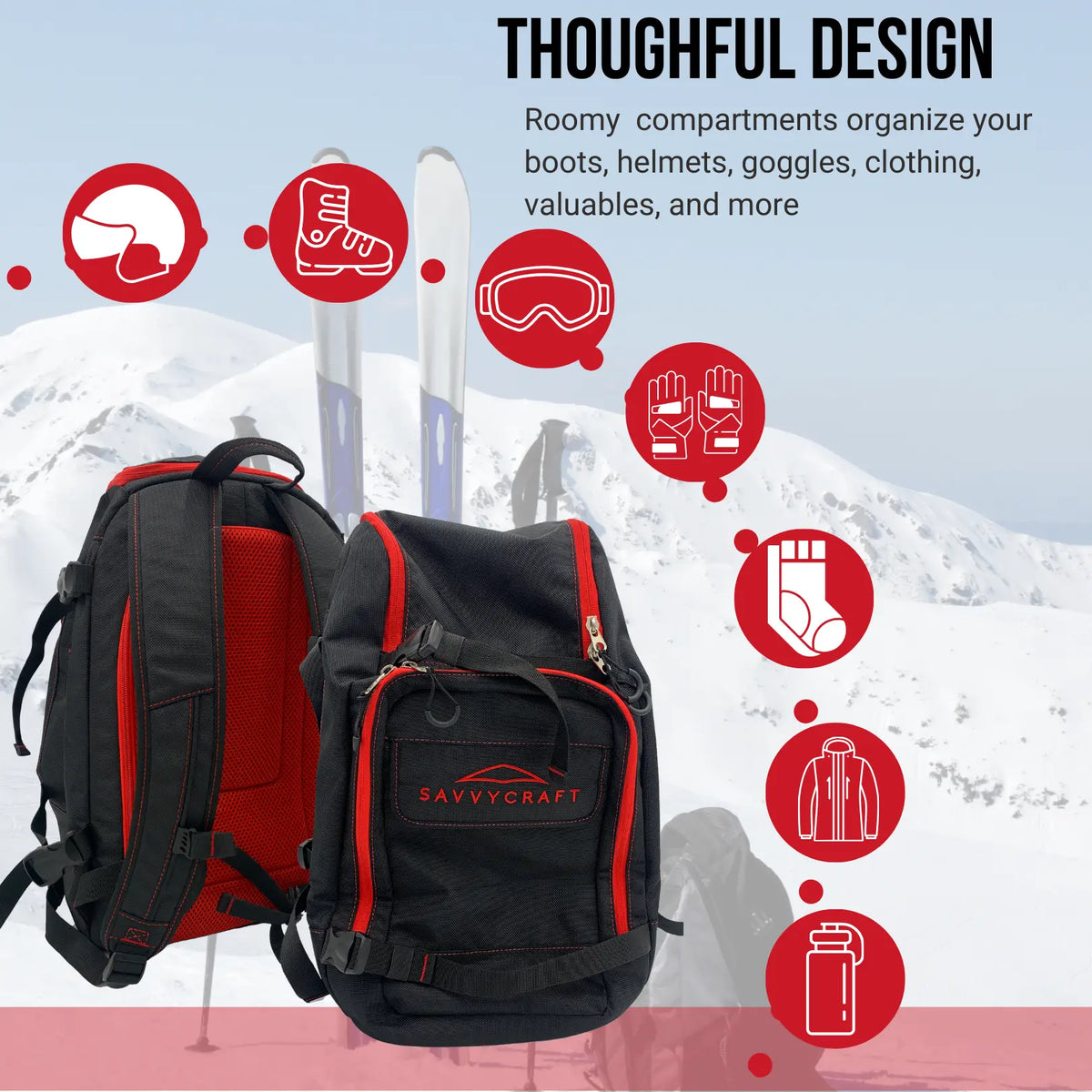 SavvyCraft® Ski Boot Bag Snowboard Boot Bag SAVVYCRAFT