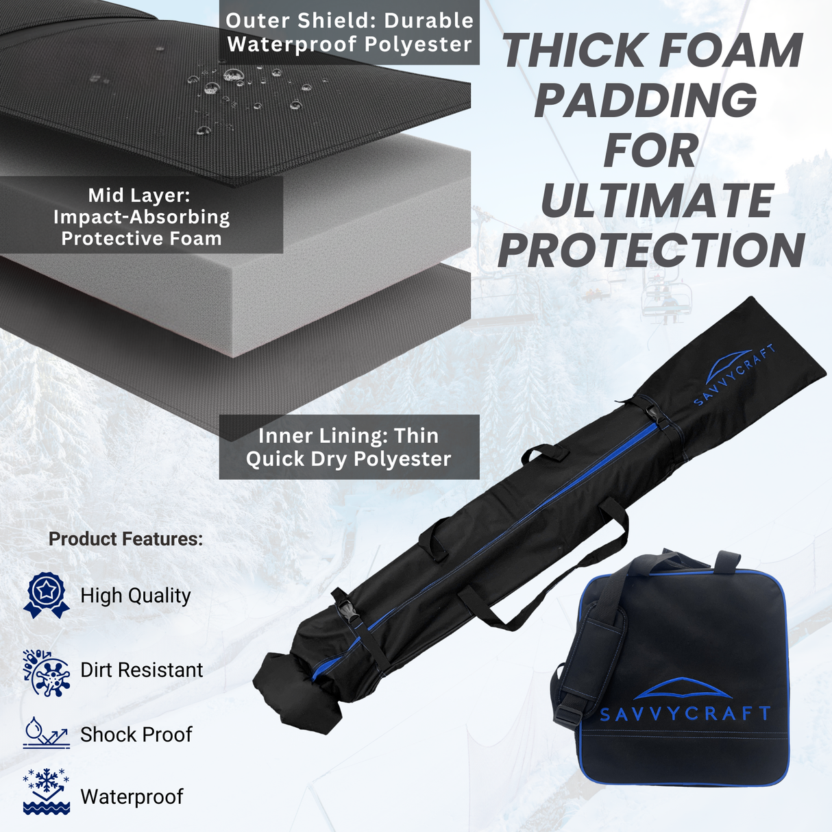 SavvyCraft® Padded Ski bag and Boot Bag Combo