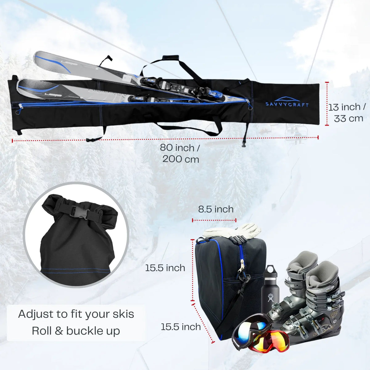 SavvyCraft® Padded Ski bag and Boot Bag Combo SAVVYCRAFT