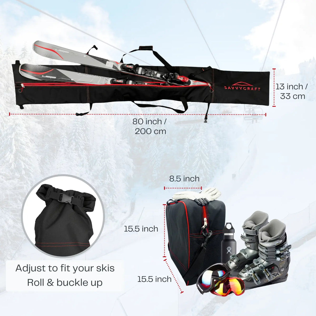 SavvyCraft® Padded Ski bag and Boot Bag Combo SAVVYCRAFT