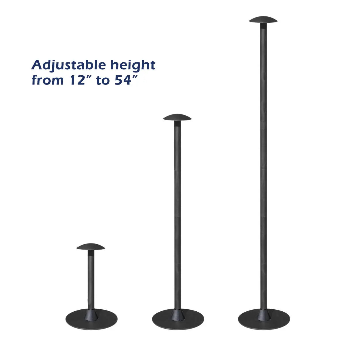 Savvycraft adjustable boat cover support pole system demonstrating height settings from 12 to 54 inches to prevent water pooling on marine canvas covers