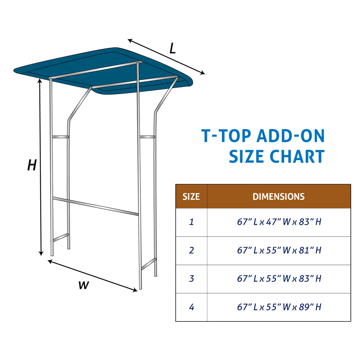 Savvycraft T-Top Center Console Bimini Shade Frame and Canvas