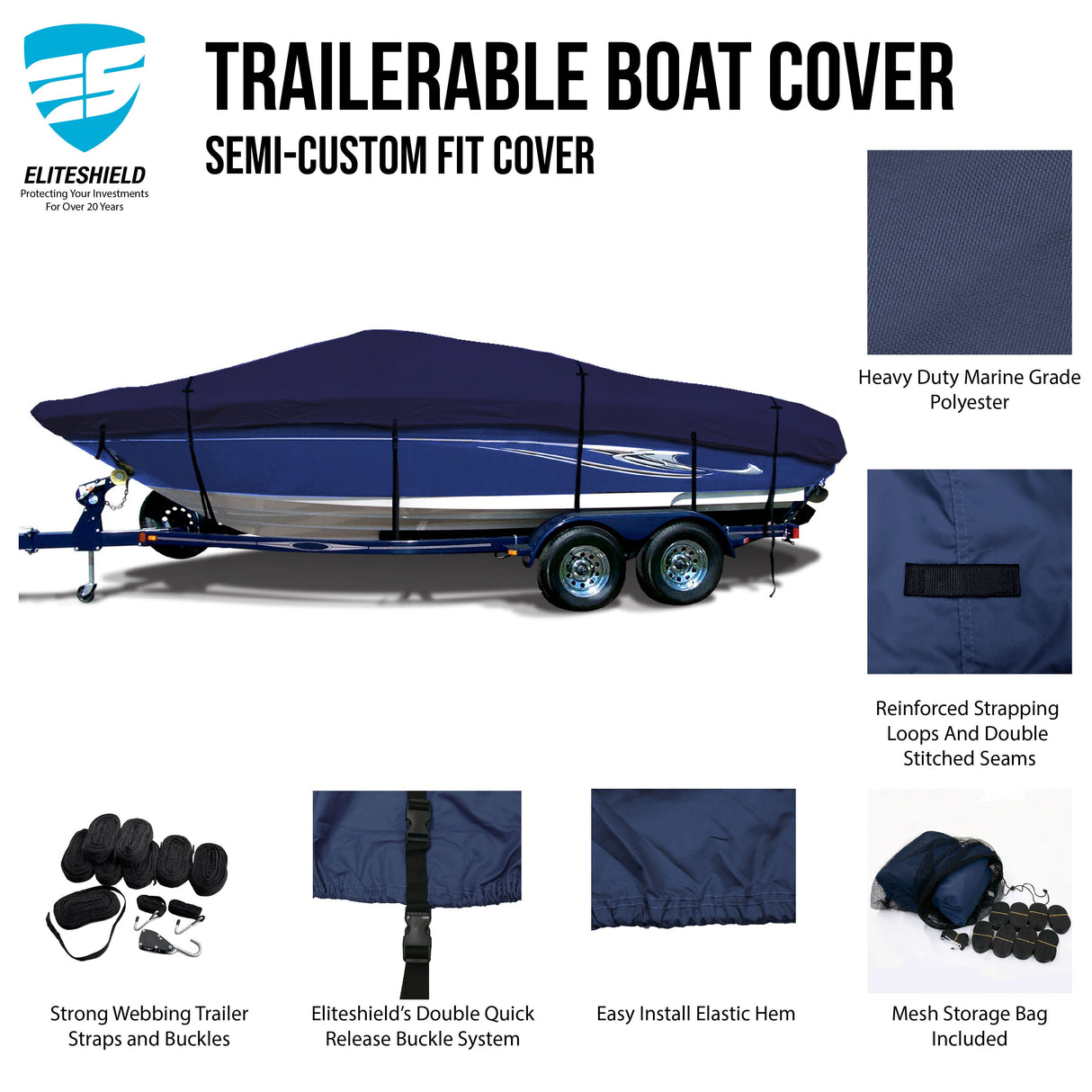 SavvyCraft® Elite ProShield V-Hull Cuddy Cabin Boat Covers