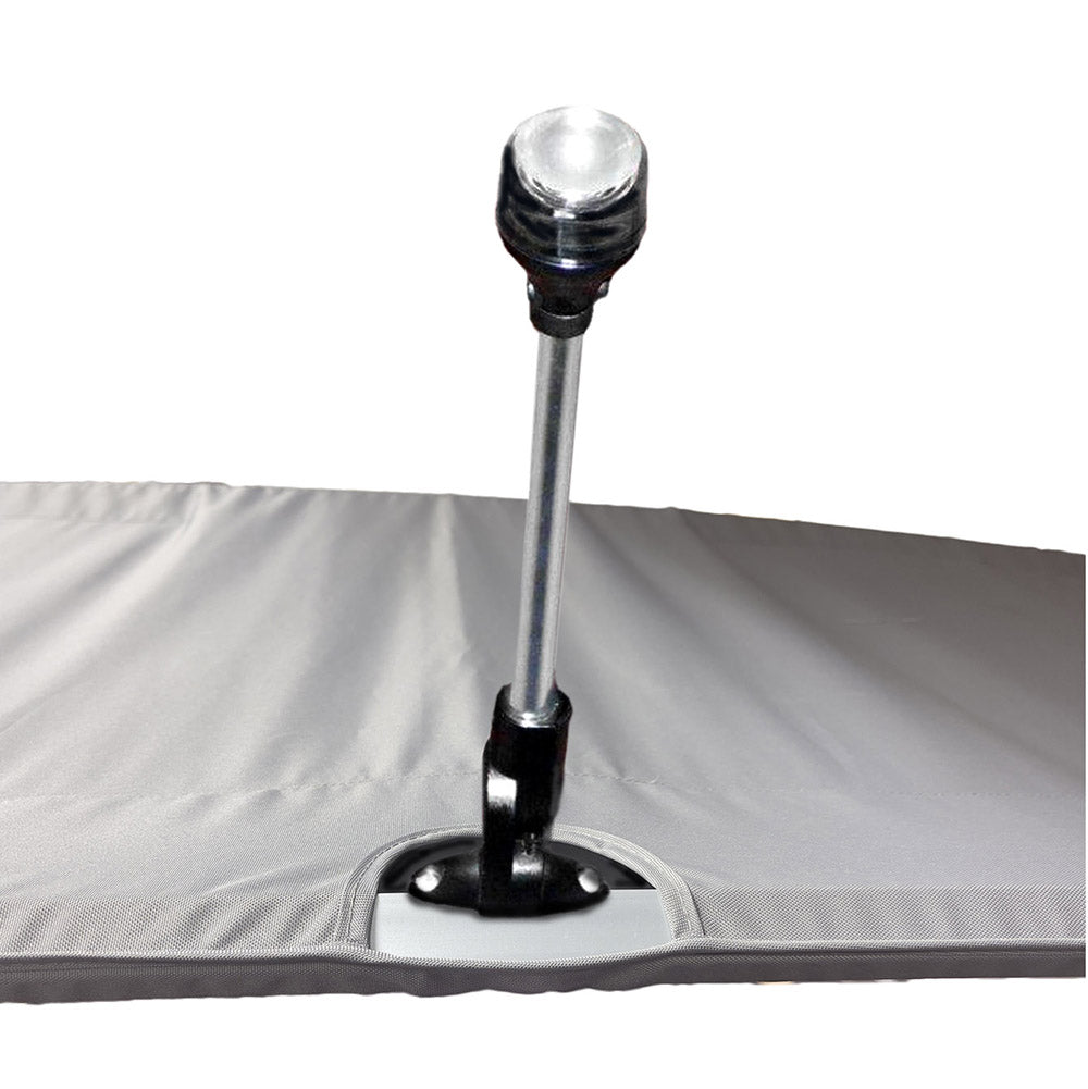 Gray Bimini top replacement canvas with cutout for stern light