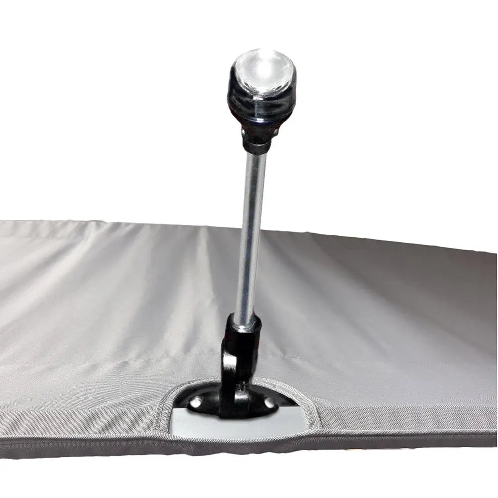Gray Bimini top replacement canvas with cutout for stern light