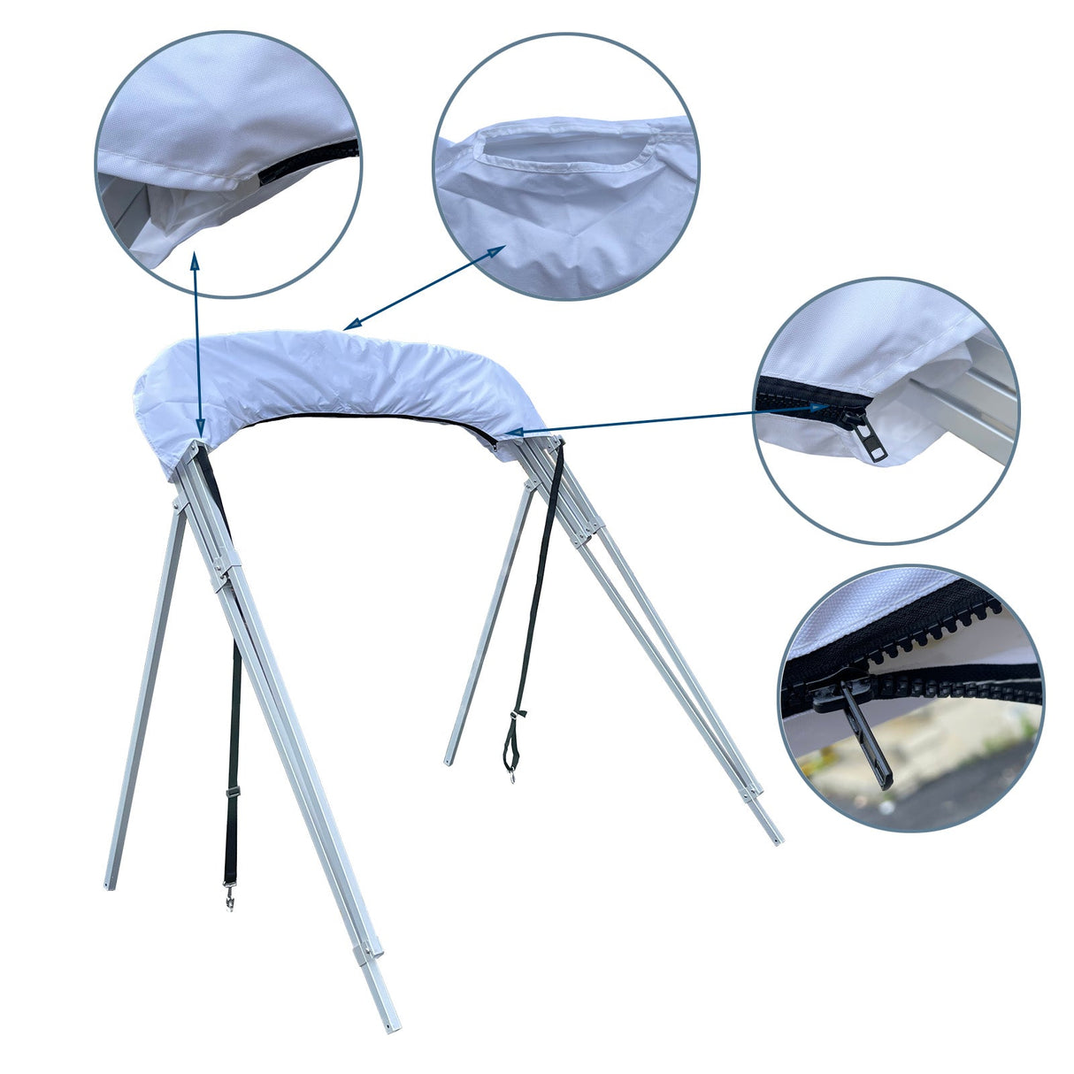 Savvycraft Waterproof 4 Bow Bimini Top Square Tube Full Set 120" Long 54" High