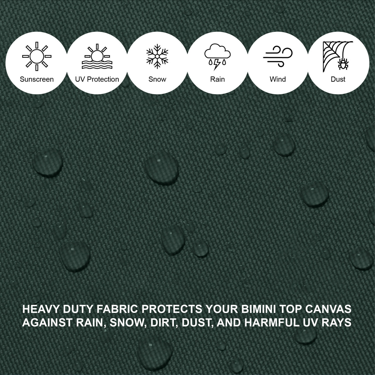 Savvycraft Waterproof 4 Bow Bimini Top Square Tube Full Set 120" Long 54" High