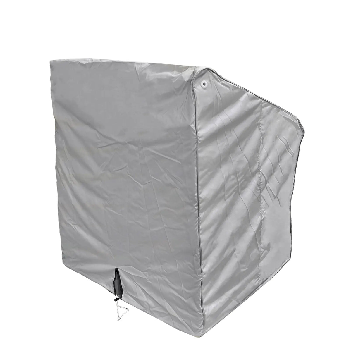 Grey Waterproof SavvyCraft boat center console cover with drawstring closure designed to protect marine electronics and steering controls from rain and sun damage.