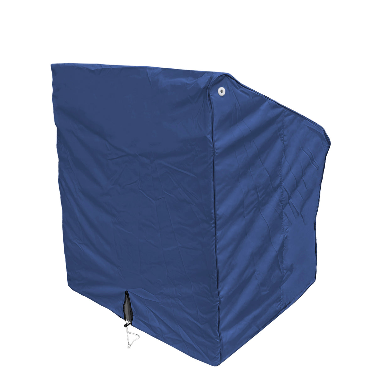 Navy Waterproof SavvyCraft boat center console cover with drawstring closure designed to protect marine electronics and steering controls from rain and sun damage.
