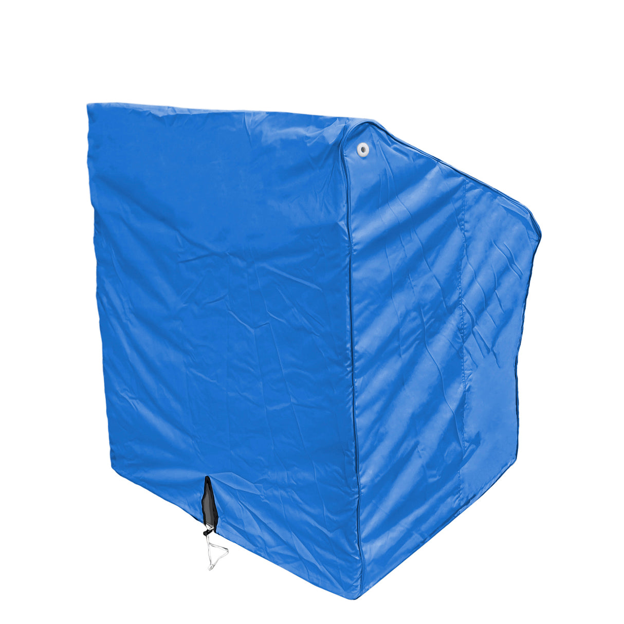 Blue Waterproof SavvyCraft boat center console cover with drawstring closure designed to protect marine electronics and steering controls from rain and sun damage.